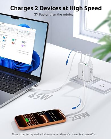 2-Pack USB C Charger Block, 65W 6-Port Fast Charging Brick with QC+PD3.0, Type C iPhone Multiport Wall Charger Plug Power Adapter for iPhone 17/16/15/14/13 Pro Max, iPad, MacBook Air,GalaxyS25 in Kuwait