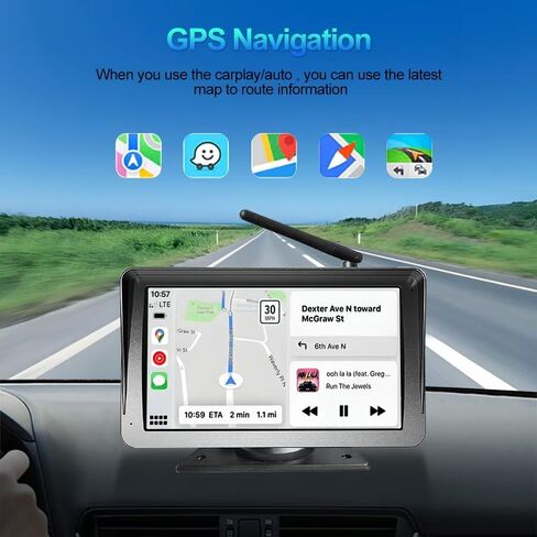 شاشة عرض ستيريو تلقائية 7 بوصة Carplay Android مشغل وسائط متعددة، كاميرا بلوتوث لاسلكية احتياطية للطاقة الشمسية للرؤية الخلفية للسيارة، السيدان، سيارات الدفع الرباعي، مع حامل إطار لوحة رقم الترخيص، in Kuwait