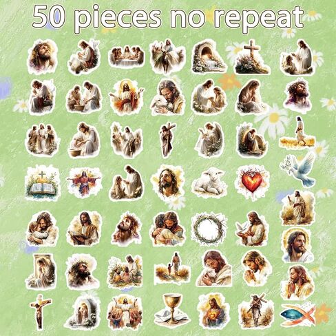 Jesus Stickers for Water Bottles - 50 Pcs Christian Religious Scrapbook Stickers, Faith Waterproof Decals, Bible Verse Vinyl Sticker for Laptop Journaling Prayer Board in Kuwait