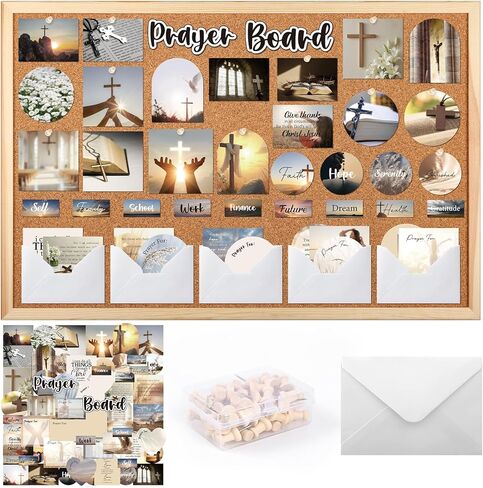 Prayer Board Kit Stickers - 162 Pcs Prayer Board Supplies with Pins Envelope Bible Verse Quotes Cards, Motivational Brown Scrapbook Stickers, Bible Study Supplies (Not Including Board) in Saudi Arabia