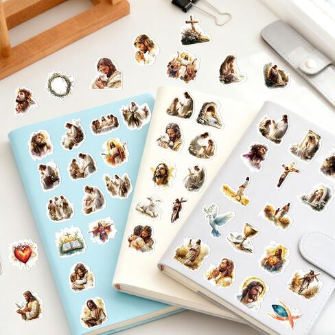 Jesus Stickers for Water Bottles - 50 Pcs Christian Religious Scrapbook Stickers, Faith Waterproof Decals, Bible Verse Vinyl Sticker for Laptop Journaling Prayer Board in Kuwait