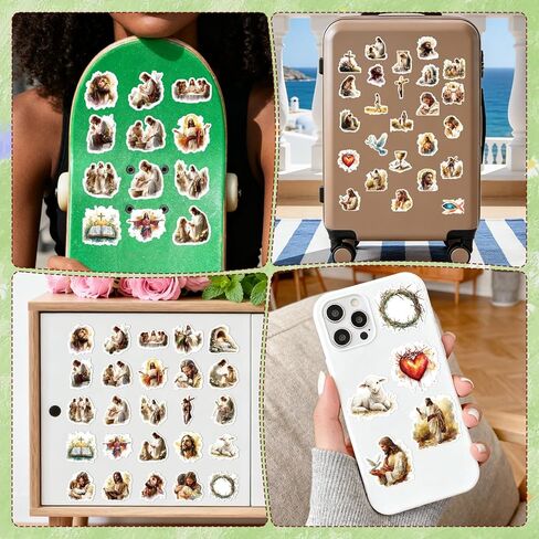 Jesus Stickers for Water Bottles - 50 Pcs Christian Religious Scrapbook Stickers, Faith Waterproof Decals, Bible Verse Vinyl Sticker for Laptop Journaling Prayer Board in Kuwait