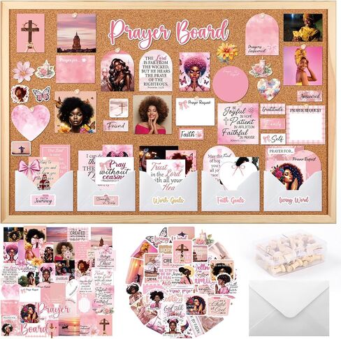 Prayer Board Kit Stickers - 162 Pcs Prayer Board Supplies with Pins Envelope Bible Verse Quotes Cards, Motivational Brown Scrapbook Stickers, Bible Study Supplies (Not Including Board) in Saudi Arabia