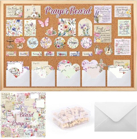 Prayer Board Kit Stickers - 162 Pcs Prayer Board Supplies with Pins Envelope Bible Verse Quotes Cards, Motivational Brown Scrapbook Stickers, Bible Study Supplies (Not Including Board) in Saudi Arabia