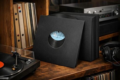 20 PCS Heavyweight 12in Vinyl Record Sleeves, 350gsm Cardboard Record Jacket with Hole, LP Vinyl Album Covers Jackets for 33 RPM, Anti Static Record Storage Protector Cover - Matte Black (20) in Kuwait