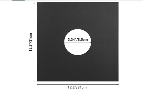 20 PCS Heavyweight 12in Vinyl Record Sleeves, 350gsm Cardboard Record Jacket with Hole, LP Vinyl Album Covers Jackets for 33 RPM, Anti Static Record Storage Protector Cover - Matte Black (20) in Kuwait