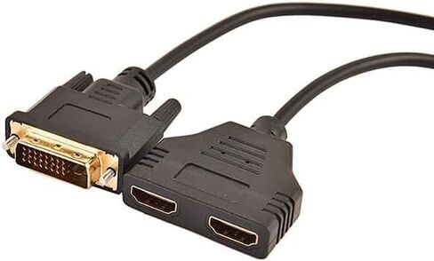 DVI to HDMI Adapter, DVI-D (24+1) Plug to 2X HDMI Socket 19-pin Splitter Adapter Cable, High Speed Adapter Cable for HDTV, Full HD 1080P, TV, Beamer, PC in Kuwait