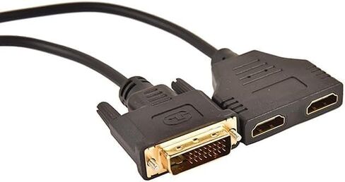 DVI to HDMI Adapter, DVI-D (24+1) Plug to 2X HDMI Socket 19-pin Splitter Adapter Cable, High Speed Adapter Cable for HDTV, Full HD 1080P, TV, Beamer, PC in Kuwait