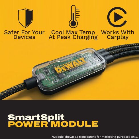 DEWALT 100W USB-C to USB-C Splitter – Charge 3 Devices at Once, 1-to-3 Output, Kevlar Reinforced, 6ft Heavy-Duty Fast Charging Cable & Data Transfer for Laptop, MacBook, iPad, Android, Samsung, iPhone in Kuwait