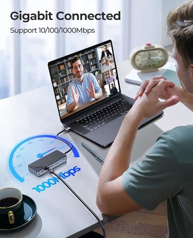 ORICO 8-in-1 USB C Docking Station with M.2 SSD Enclosure, USB-C Hub Fits M.2 NVMe/SATA SSD, 10Gbps, 4K@60Hz HDMI, 100W PD, Ethernet in Kuwait