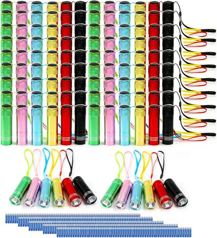 6 Pack Mini Flashlight Bulk, Small Aluminum LED Powerful Handheld Flash Light with Batteries Lanyard High Lumens Flashlights for Night Reading Christmas Gifts Stocking Stuffers Camping in Saudi Arabia