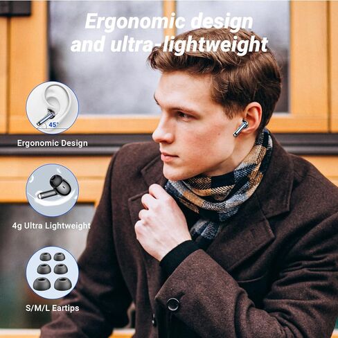 Wireless Earbuds, Bluetooth 5.4 ear buds with 4 ENC Noise Cancelling Mics, Bluetooth Earbuds with 48H Playtime, IPX7 Waterproof Workout earbuds, Black headphones HiFi Sound LED Display for iOS Android in Kuwait