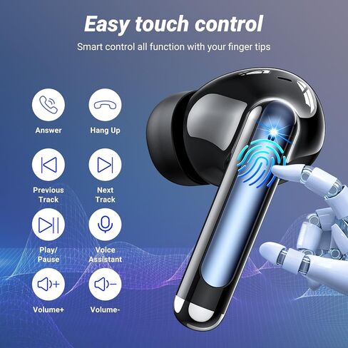 Wireless Earbuds, Bluetooth 5.4 ear buds with 4 ENC Noise Cancelling Mics, Bluetooth Earbuds with 48H Playtime, IPX7 Waterproof Workout earbuds, Black headphones HiFi Sound LED Display for iOS Android in Kuwait