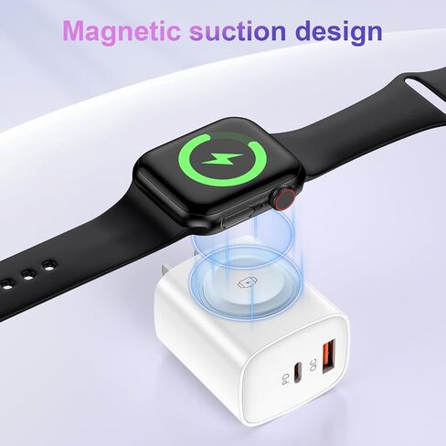 20 وات لوحدة شحن iPhone مع شاحن ساعة مدمج، 3 في 1 iWatch Series 11 10 9 8 7 6 5 مكعب شحن لاسلكي PD+ QC قابس جداري للشحن السريع لهاتف iPhone 17 Air 16 15 14 13 12 11 in Kuwait