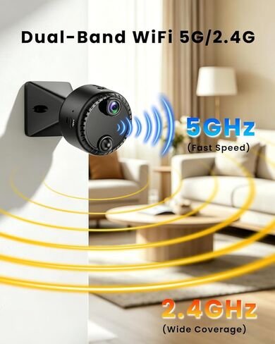 VIDCASTIVE 4K Mini Hidden Camera 2.4G/5G WiFi Wireless Indoor Security Camera for Home/Pet/Travel, AI Human Detection, Night Vision, Long Battery Life, SD & Cloud Storage in Kuwait