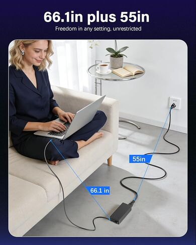 شاحن USB C بقدرة 65 وات متوافق مع لينوفو ثينك باد، ويوجا، وكروم بوك، وثينك بوك، وشاحن كمبيوتر محمول بقدرة 65 وات 45 وات، ومحول تيار متردد من النوع C in Kuwait