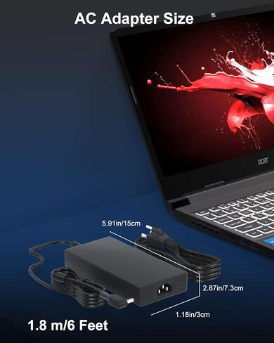 شاحن كمبيوتر محمول 230 واط متوافق مع Acer Predator Helios 300 PH315-53 PH315-52 PH315-5، متوافق مع Acer Nitro 5 7 V14 V15 V16 16S V17 سلك إمداد محول الألعاب in Kuwait