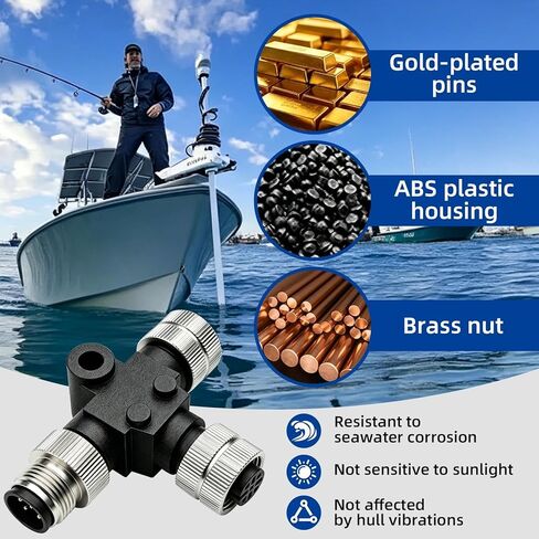 NMEA 2000 T-Connector (N2K) Features Marine-Grade Corrosion-Resistant Brass Nuts and Provide a Stable NMEA 2000 Network Environment, Compatible with Lowrance, Garmin, Simrad, B&G, and Navico Networks in Kuwait