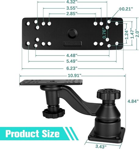 Swing Arm Fish Finder Mount, All Aluminum Heavy Duty Marine Electronic Mount for Boats & Kayak,Built for Saltwater, Big Waves, and Adventure in Kuwait