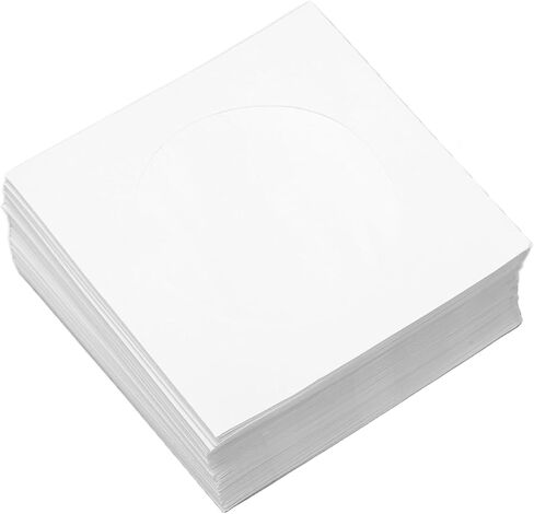Focket DVD Sleeves, 100 Pack Open Window Clear Window Protection for CDs DVDs, Cd Sleeves Thick Paper Material, Record with Flap for 8cm Discs Movie Album Storage in Kuwait