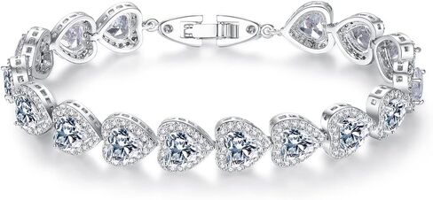 14K Gold Heart Moissanite Bracelet, Luxurious Heart Charm Bracelet, Fashion Christmas Jewelry Gift in Saudi Arabia