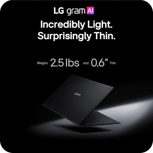 كمبيوتر محمول LG gram 14 بوصة رفيع وخفيف الوزن ومزدوج AI، نظام التشغيل Windows 11 Home، Copilot+ PC، مدعوم بمعالج AMD Ryzen AI 5 435، ذاكرة وصول عشوائي 32 جيجابايت، 1 تيرابايت SSD - أسود سبج in Kuwait
