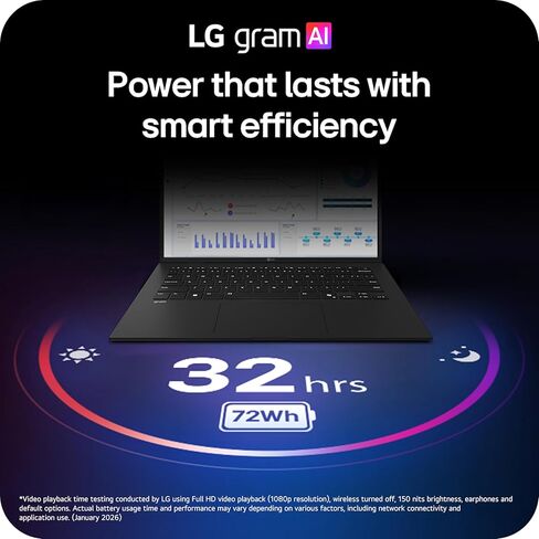 كمبيوتر محمول LG gram 14 بوصة رفيع وخفيف الوزن ومزدوج AI، نظام التشغيل Windows 11 Home، Copilot+ PC، مدعوم بمعالج AMD Ryzen AI 5 435، ذاكرة وصول عشوائي 32 جيجابايت، 1 تيرابايت SSD - أسود سبج in Kuwait