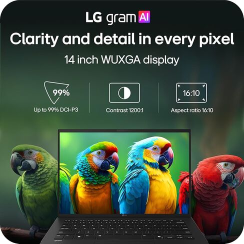كمبيوتر محمول LG gram 14 بوصة رفيع وخفيف الوزن ومزدوج AI، نظام التشغيل Windows 11 Home، Copilot+ PC، مدعوم بمعالج AMD Ryzen AI 5 435، ذاكرة وصول عشوائي 32 جيجابايت، 1 تيرابايت SSD - أسود سبج in Kuwait