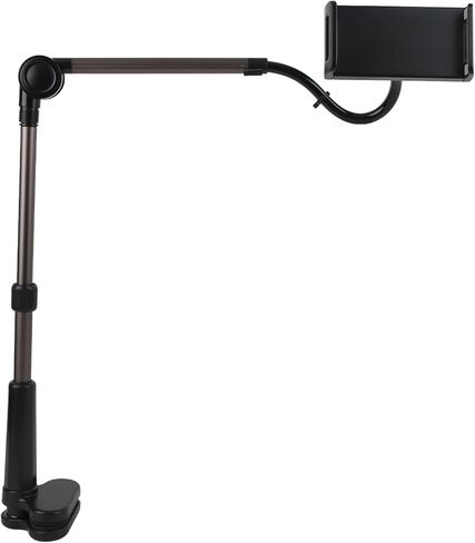 Tablet & Phone Clamp Holder with 360° Rotation, Sturdy Gooseneck Arm & Wide Compatibility for Desk Mount up to 11" Devices, Adjustable Aluminum Alloy Bracket in Kuwait