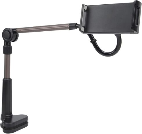 Tablet & Phone Clamp Holder with 360° Rotation, Sturdy Gooseneck Arm & Wide Compatibility for Desk Mount up to 11" Devices, Adjustable Aluminum Alloy Bracket in Kuwait