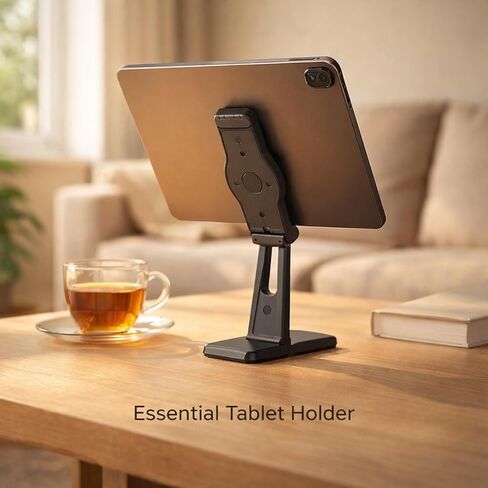 Universal Tablet Tripod Mount Holder Adjustable Phone Clamp 12-17cm with Dual Cold Shoe Mount - 360° Rotation for Video Recording and Photography Accessories in Kuwait