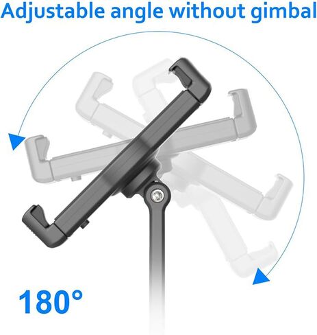Universal Tablet Tripod Mount Holder Adjustable Phone Clamp 12-17cm with Dual Cold Shoe Mount - 360° Rotation for Video Recording and Photography Accessories in Kuwait