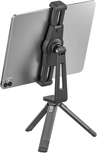 Universal Tablet Tripod Mount Holder Adjustable Phone Clamp 12-17cm with Dual Cold Shoe Mount - 360° Rotation for Video Recording and Photography Accessories in Kuwait