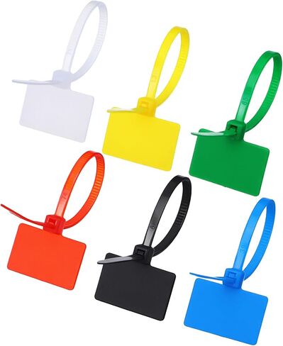 600pcs 6-Inch Nylon Zip Tie Tags with Labels, Self-Locking Waterproof Cable Ties for Organization, Wire Markers for Indoor & Outdoor Use (White, Yellow, Black, Green, Red, Blue) in Kuwait