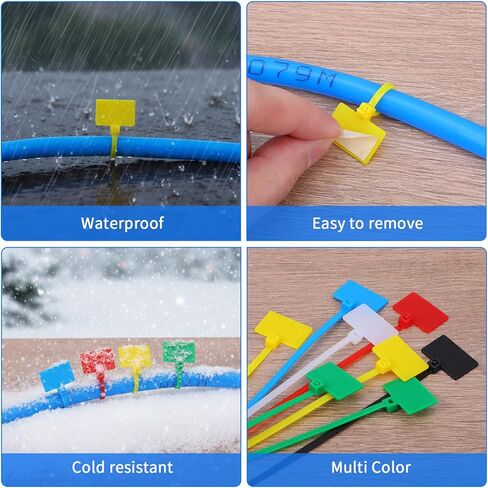 600pcs 6-Inch Nylon Zip Tie Tags with Labels, Self-Locking Waterproof Cable Ties for Organization, Wire Markers for Indoor & Outdoor Use (White, Yellow, Black, Green, Red, Blue) in Kuwait