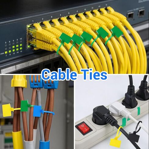 600pcs 6-Inch Nylon Zip Tie Tags with Labels, Self-Locking Waterproof Cable Ties for Organization, Wire Markers for Indoor & Outdoor Use (White, Yellow, Black, Green, Red, Blue) in Kuwait