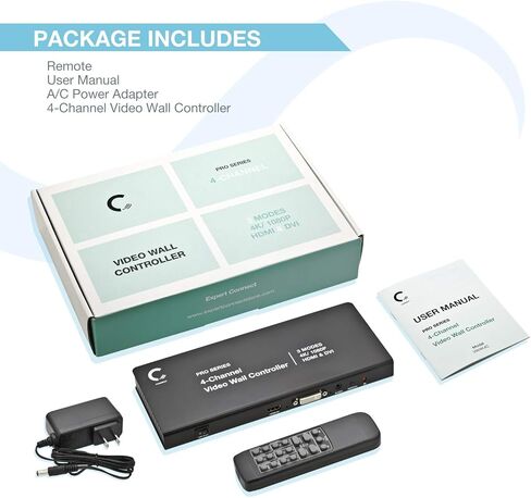 وحدة تحكم حائط الفيديو 2x2 | 1080 بكسل، متوافق مع HDMI 1.4، HDCP1.4 | مدخلات HDMI وDVI؛ مخرجات HDMI | 8 أوضاع عرض - 2x2، 1x2، 1x3، 1x4، 2x1، 3x1، 4x1 | المتتالية - 2x4، 2x8 in Kuwait