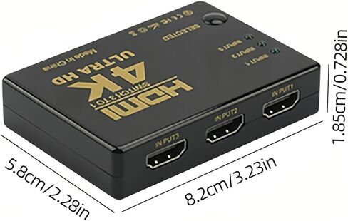 محول HDMI 4K 3 في 1 مع كابل 2.6FT، محور HDMI 3 منافذ يدعم 4K@60 هرتز 3D 1080P HDCP2.2 لأجهزة PS5 Xbox PC in Kuwait