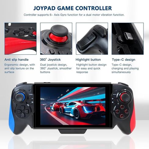 RGNEIN Upgraded Gamepad Dual Vibration Handheld Controller Repl. For Nintendo Switch Joy-Con Game Grip in Kuwait