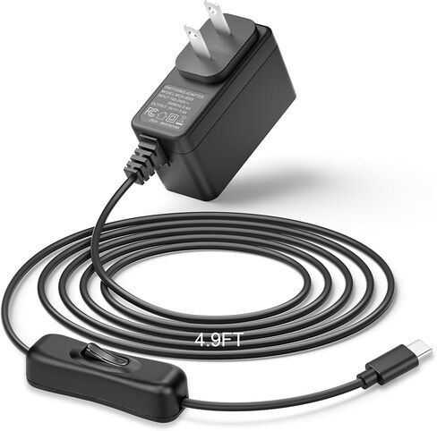 محول إمداد طاقة USB C 5V 3A 15W 4.9FT 5Volt 3Amp سلك شاحن مع مفتاح تشغيل/إيقاف لـ Raspberry Pi 4 Model B 1GB/2GB/4GB/8GB وأجهزة USB C عالمية 5V 3A in Kuwait