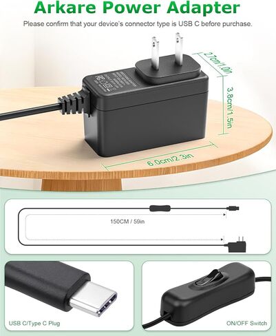 محول إمداد طاقة USB C 5V 3A 15W 4.9FT 5Volt 3Amp سلك شاحن مع مفتاح تشغيل/إيقاف لـ Raspberry Pi 4 Model B 1GB/2GB/4GB/8GB وأجهزة USB C عالمية 5V 3A in Kuwait