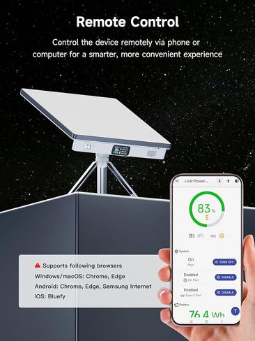 حزمة بطارية Starlink Mini LinkPower 2، بنك طاقة بقدرة 99 وات في الساعة لـ Starlink Mini، وقت تشغيل لمدة 5 ساعات، يدعم الالتفافية، مدخل شحن DC/مغناطيسي DC/USB-C، مخرج تفريغ USB-C، جهاز تحكم عن بعد in Kuwait