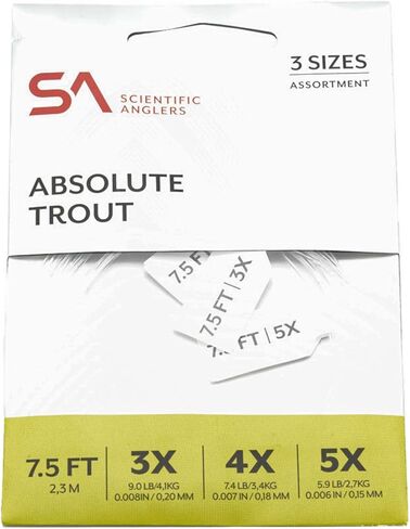 Scientific Anglers Absolute Trout Leader Assortment 7.5 ft Clear 3X 4X 5X in Kuwait