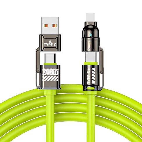 4 in 1 Charging Cable 240W Fast Charging, USB C Cable 4-in-1 USB Multi Commute Office Home Use for iPhone 17/16/15/14/13 Series/Pad/Android/Tablets and More, 4.9FT, Green in Kuwait