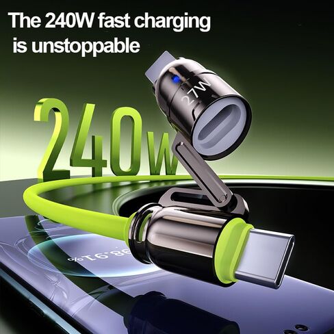 4 in 1 Charging Cable 240W Fast Charging, USB C Cable 4-in-1 USB Multi Commute Office Home Use for iPhone 17/16/15/14/13 Series/Pad/Android/Tablets and More, 4.9FT, Green in Kuwait