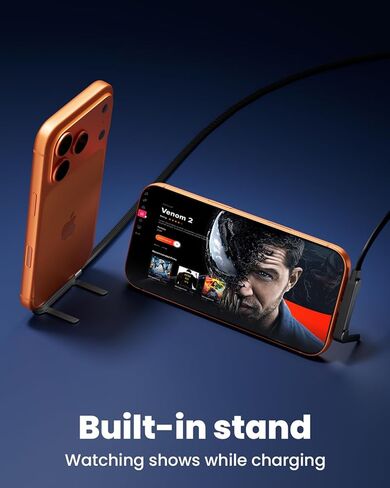 كابل USB C إلى USB C بقدرة 240 واط مع حامل هاتف مدمج، شاحن هاتف جانبي بطول 4.9 قدم، كابل USB C بزاوية يمنى 90 درجة على شكل حرف T، كابل شاحن حامل غير مرئي 2 في 1 مع حامل لهاتف iPhone MacBook iPad in Kuwait