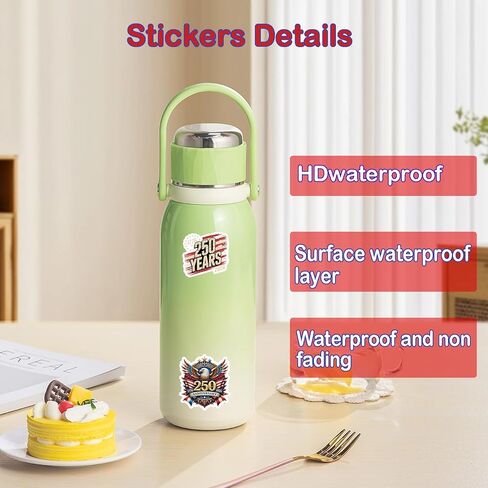 250th Independence Anniversary Stickers 50PCS Patriotic America 250 Waterproof Vinyl Decals, American Flag Stickers for Water Bottles, Laptops, Phone, 4th of July Decorations (Individual Stickers Set) in Kuwait