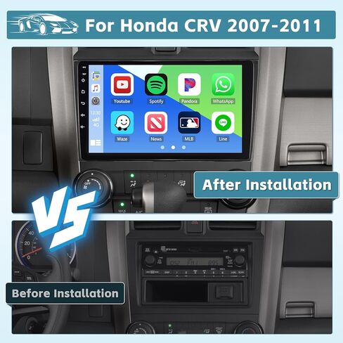 ستيريو سيارة Android 11 لسيارة Honda CRV 2007-2011 راديو مع Apple Carplay Android Auto، مستقبل صوت السيارة مع HiFi Bluetooth WiFi GPS FM + مدخل USB مزدوج وكاميرا احتياطية in Kuwait