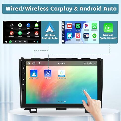 ستيريو سيارة Android 11 لسيارة Honda CRV 2007-2011 راديو مع Apple Carplay Android Auto، مستقبل صوت السيارة مع HiFi Bluetooth WiFi GPS FM + مدخل USB مزدوج وكاميرا احتياطية in Kuwait