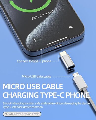 مجموعة محول Micro USB أنثى إلى USB C ذكر (3 عبوات) ملحقات شاحن Android إلى Type C Jack كابل شحن قابس كابل شاحن مزود طاقة متوافق مع Samsung Pixel لجهاز iPad tp in Kuwait